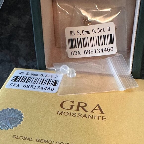 Moissanite 0.5 CT Round Stud Earrings 4 Prong Yellow Gold Plated 925Sterling NWT - Picture 13 of 13